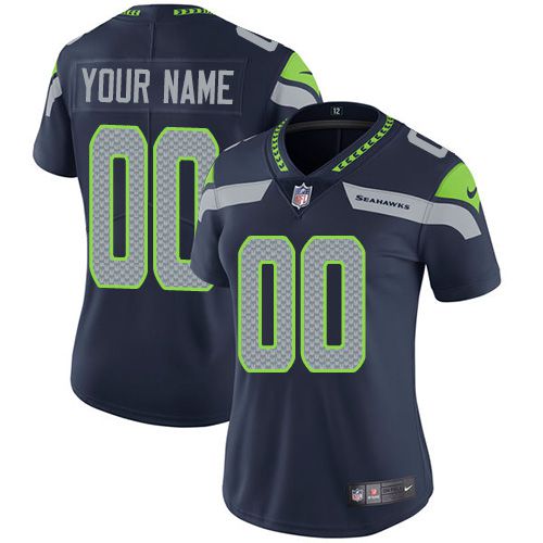 2019 NFL Women Nike Seattle Sehawks Home Navy Blue Customized Vapor jersey